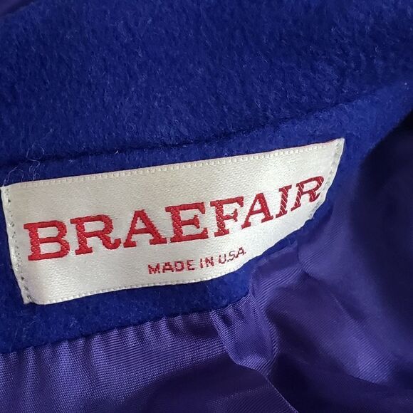 Braefair Vintage Royal Blue 💯% Pure Wool Coat Sz 9/10 ILGWU - Picture 12 of 14